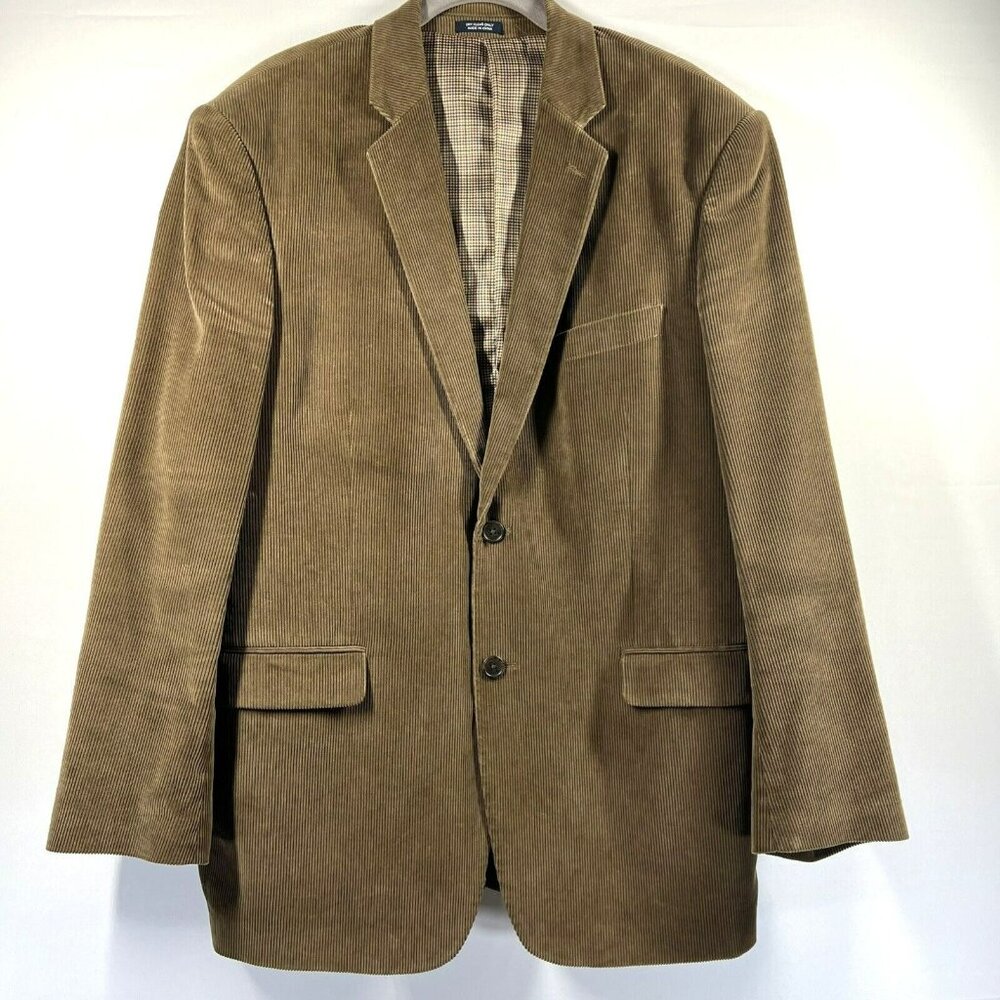 Saddlebred Men's Corduroy Sport Jacket Blazer Size‎ 42R Lined Brown Solid Cotton